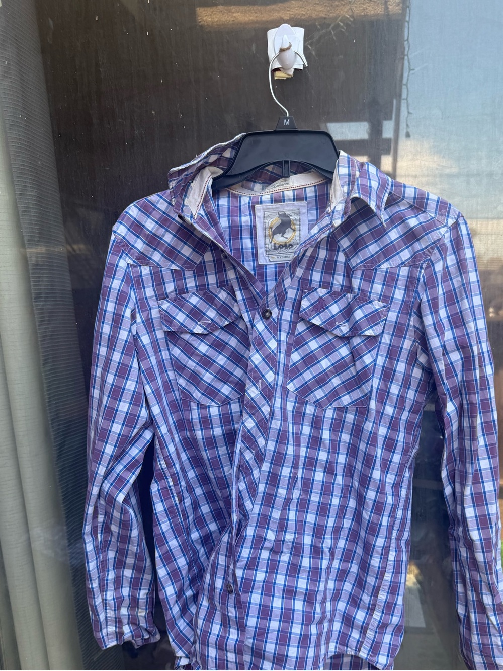 lola Purple blue Plaid Men's Button-Down Shirt